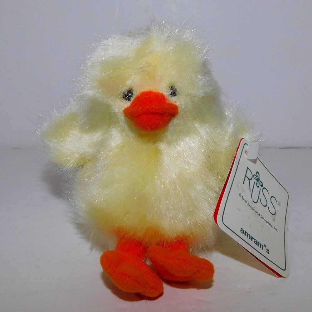 Russ Berrie CHICKLES Baby Chick Retired 4" Plush Yellow New with Tag Easter